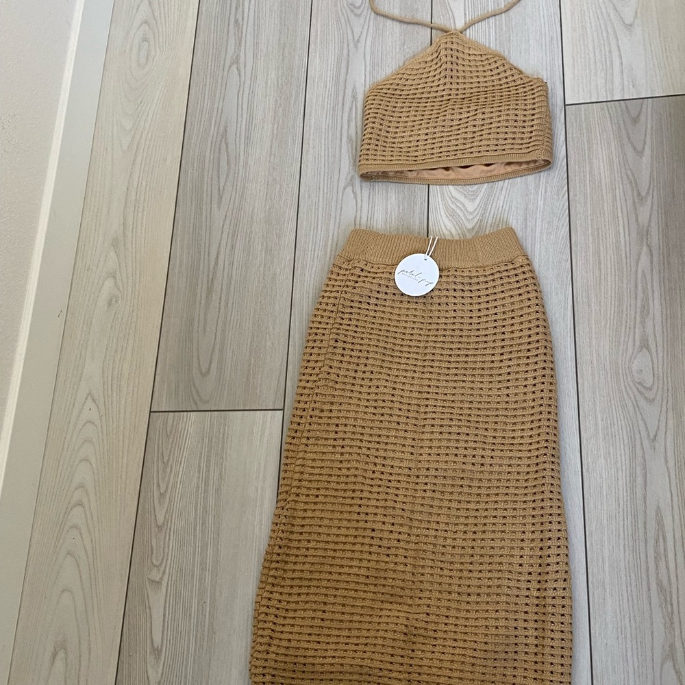 Chic Knit Two-Piece Set in Camel